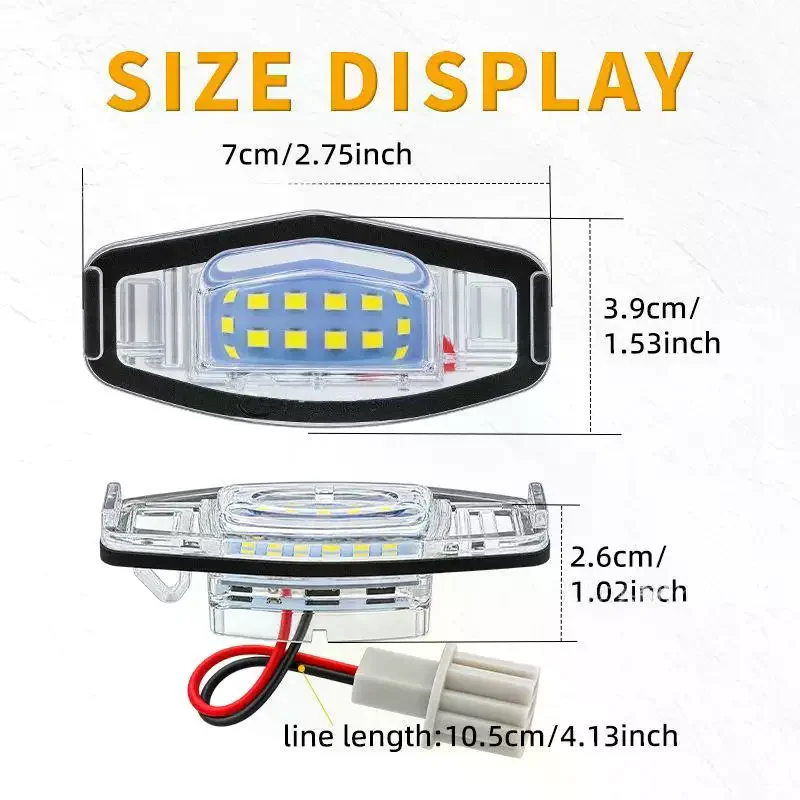 Waterproof LED License Plate Light 1/2PCS Plug & Play Energy Saving for  Accord Civic Acura ILX TSX RL TL MDX MRV