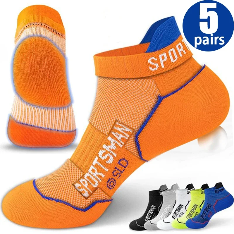 5/1Pairs Men\'s Sports Short Socks Summer Breathable Cotton Ankle Socks Running Socks Deodorant Fitness Thin Short Sox