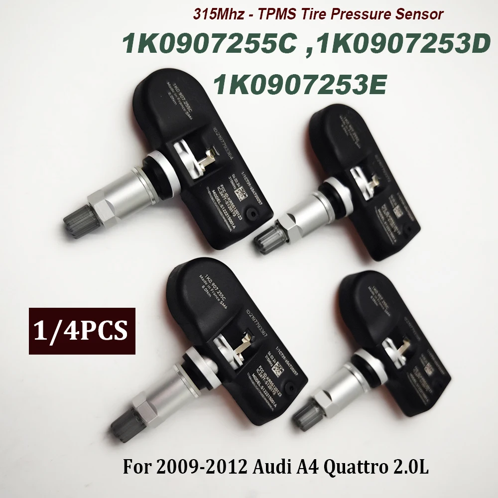 Датчик давления в шинах TPMS 1/4 шт., 315 МГц, 1K0907255C 1K0907253D 1K090725 3E, высокое качество для Audi A3 A4 S4 S5 VW Passat Jetta
