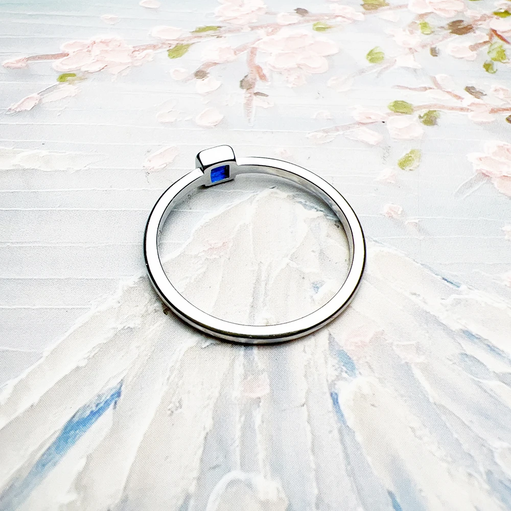 Blue Stone Square Timeless Ring Europe Style Fine Jewerly For Women Romantic Gift In 925 Sterling Silver