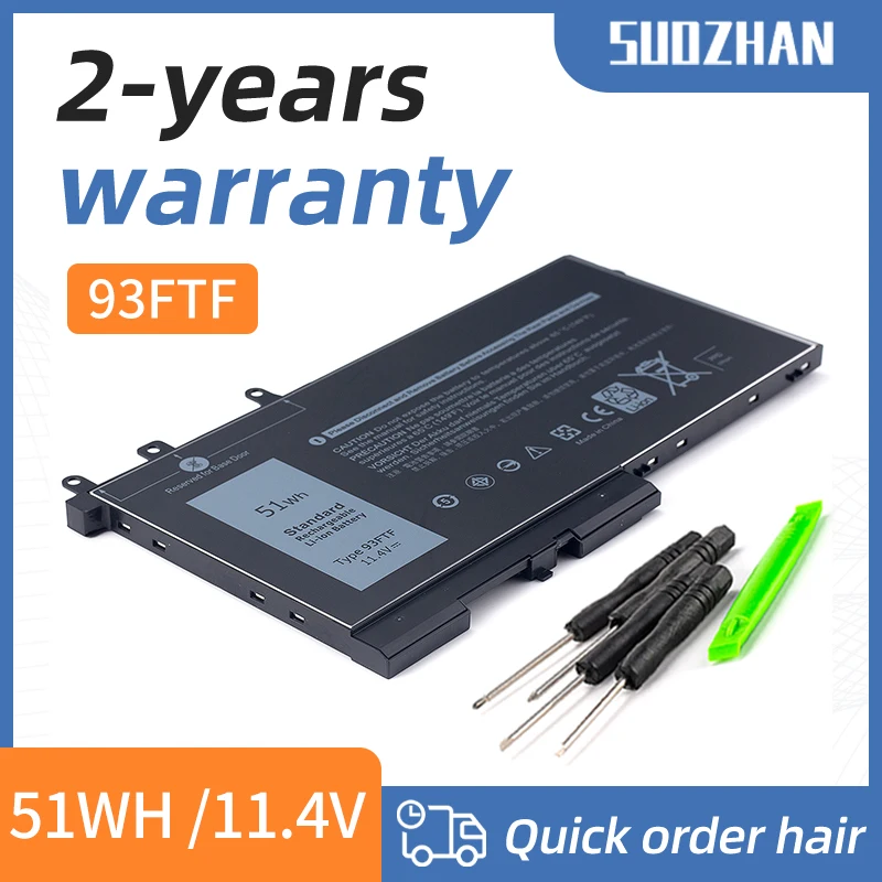 

93FTF 11.4V 51Wh Battery For Dell Latitude 5280 5480 5580 E5280 E5480 E5580 E5290 E5490 E5590 Series Laptops 83XPC