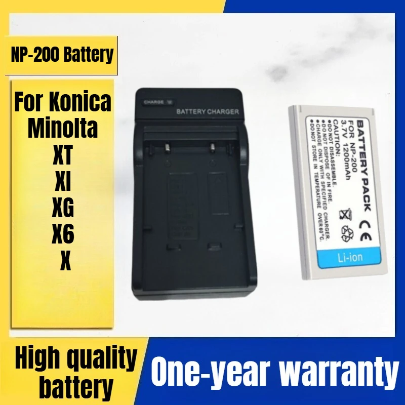 

NP-200 Camera Battery + Charger for Konica NP200 Minolta XT XI XG X6 X Digital Camera 3.7V 1200mAh
