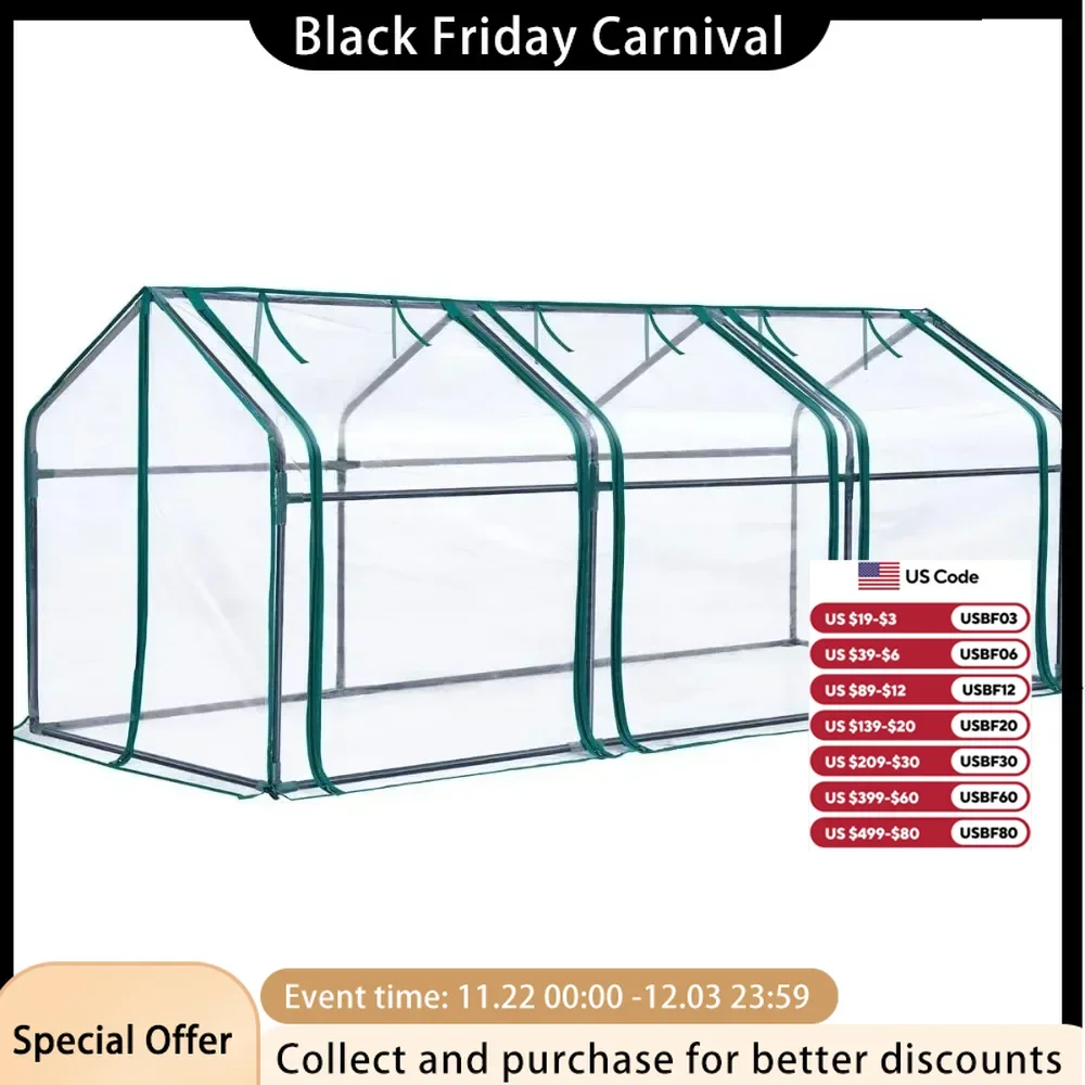 Portable Mini Cloche Greenhouse w/ Elevated Bottom, High Light Transmission Waterproof UV-Resistant Hot House for Indoor Outdoor