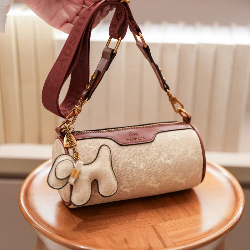 

Новая эстетичная круглая сумка, женская портативная текстурированная сумка через плечо, через плечо «день-ночь», повседневная сумка на ремне, минималистичная кожа