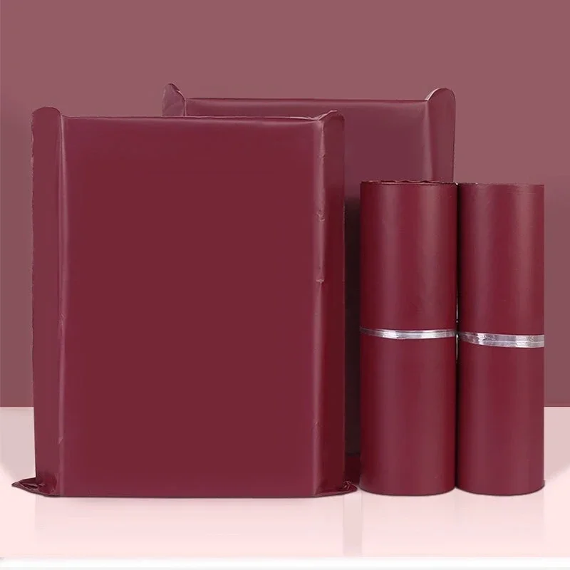 

50Pcs New Biodegradable Brown Red Express Packing Bag Thicken Logistics Waterproof Clothing Mailing Postal Bags Courier Pouch