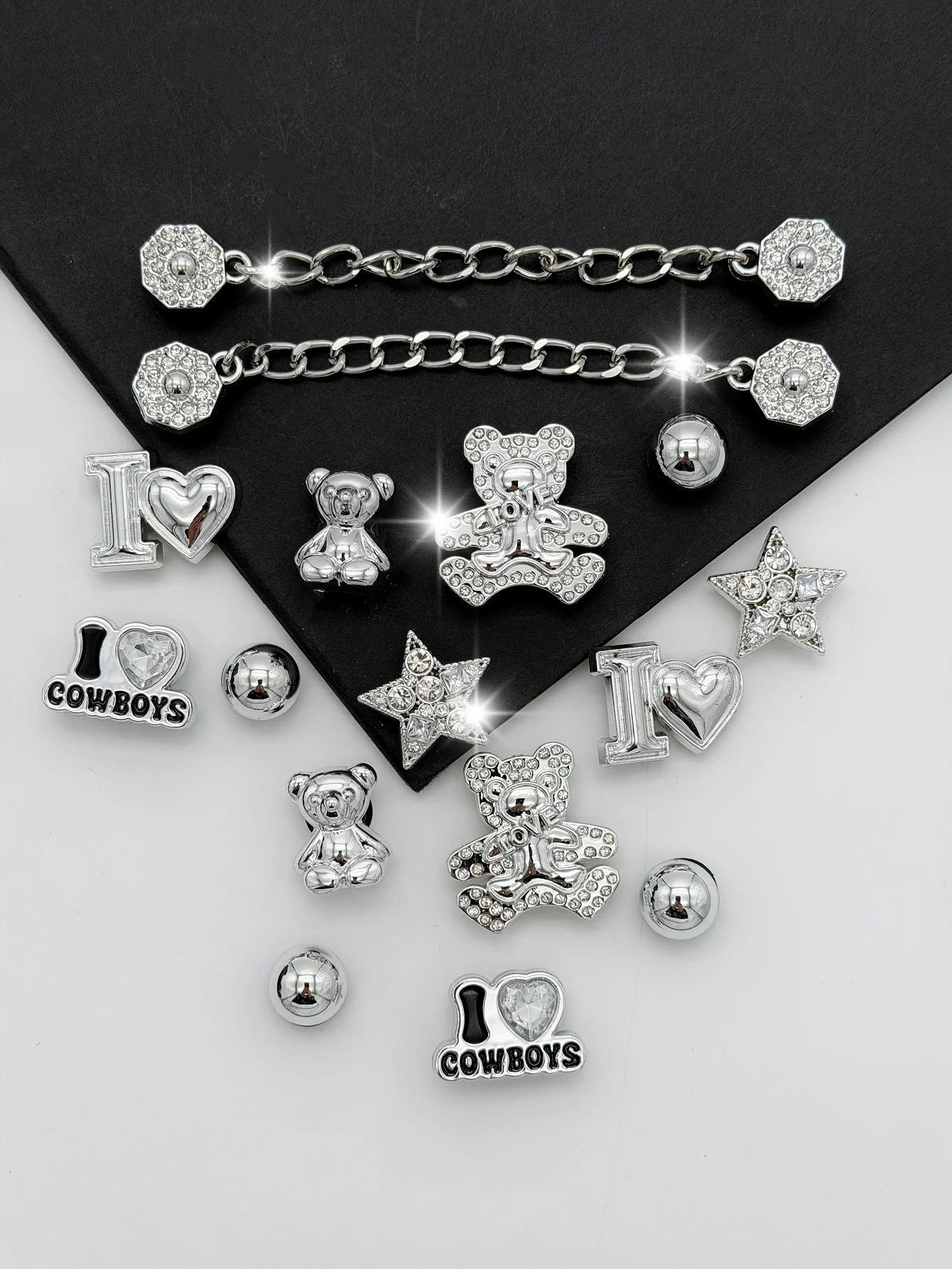 16pcs Fashionable Bright Rhinestone Shoe Charms. DIY Detachable ABS Buckles for Garden Clogs & Sandals. Versatile All-Season Dec