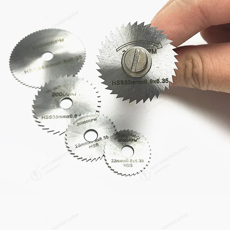 

6pcs HSS Circular Saw Blade Set for Rotary Tool, Mini Wood Cutting Discs 22-44mm, High Speed Steel Slitting Saw Blades