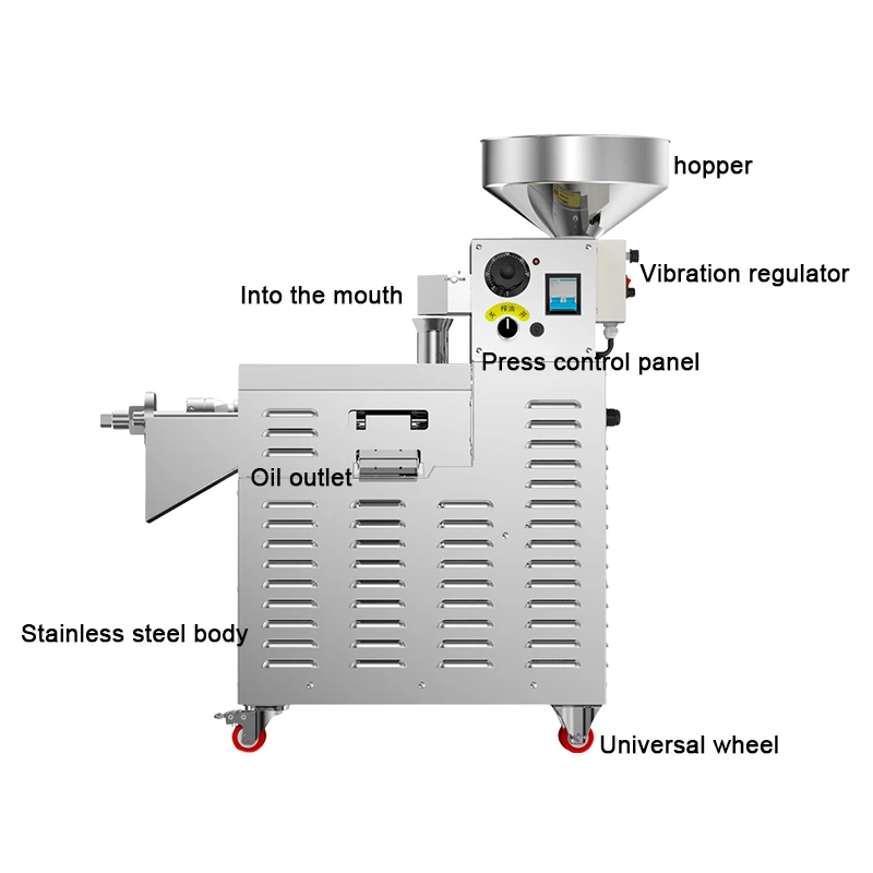 New Stainless Steel Oil Press Automatic Household Machine Commercial Home Oil Extractor Expeller Presser 110V or 220V Available