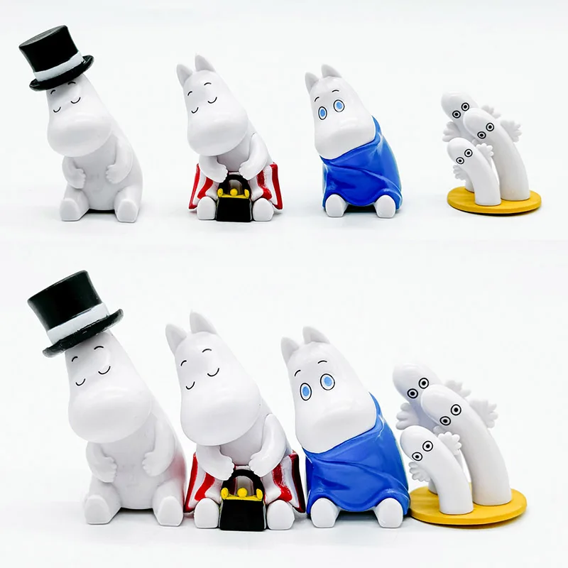Anime figura moominses ombro a ombro sono sentado boneca caixa cega brinquedo bonito ornamento de mesa coleção modelo crianças presentes