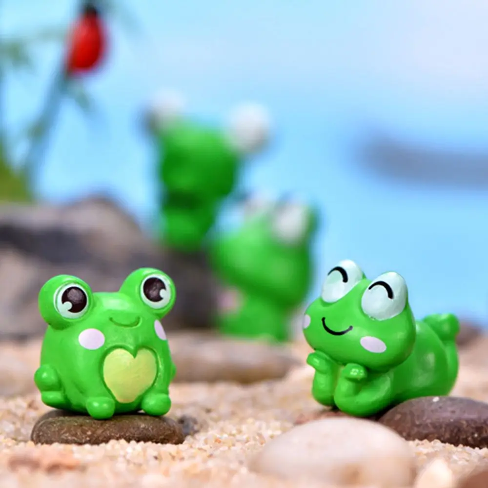 6pc Cute Frog Animal Miniature Fairy Garden Ornament DIY Glass Decor Small Stuff Figurine Statue Model Craft Home Decoration