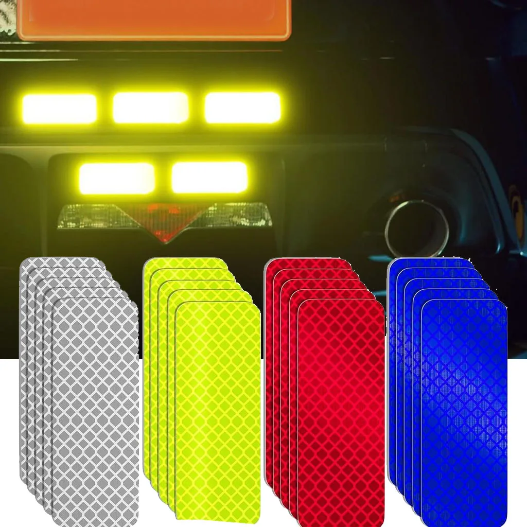 20PCS Helmet Safety Warning Reflective Stickers Strip Waterproof High Visibility Reflector Tape For Night Riding Walking Car
