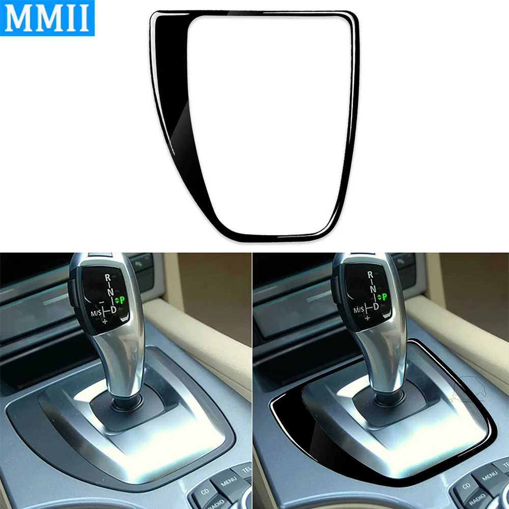 For BMW 5 Series e60 Conversion 5 Series 2008-2010 Piano Black Gear Shift Panel Trim Cover Car Interior Accessories Sticker