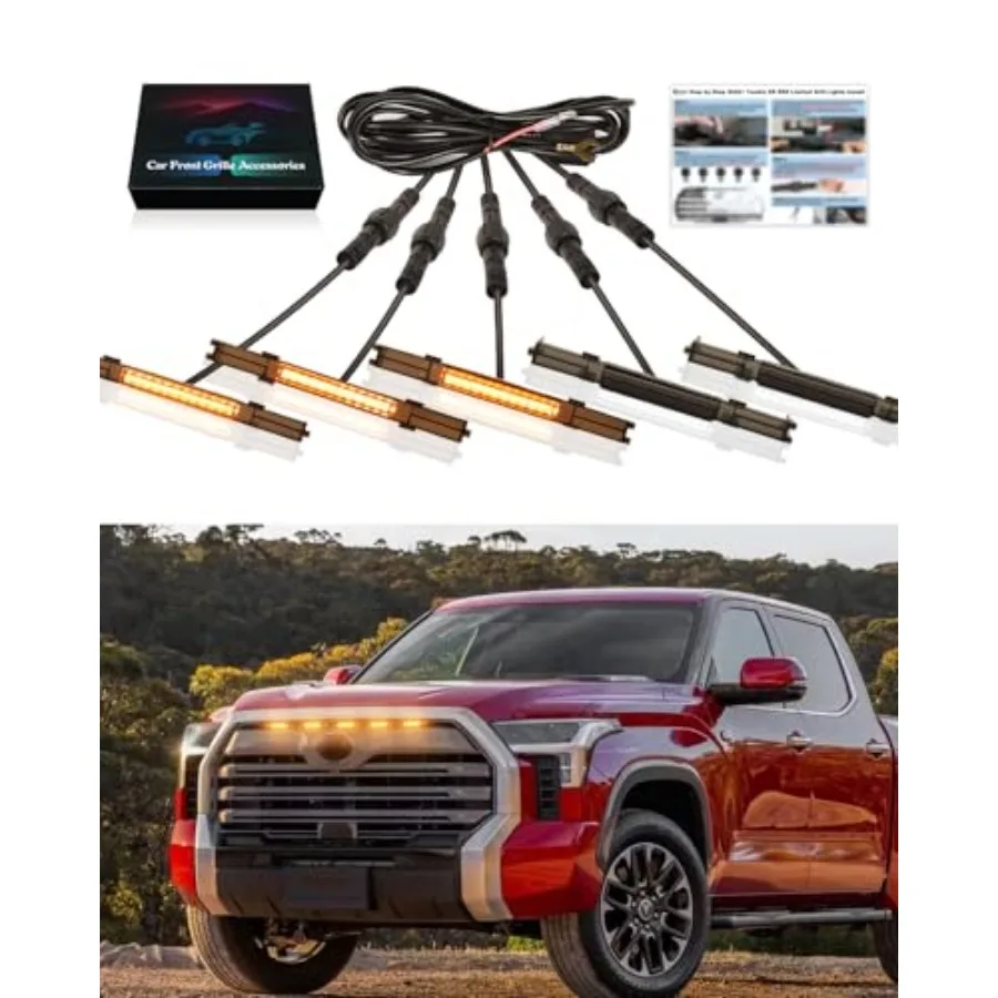 

LED Grille Lights for 2022 2023 2024 2025 Toyota Tundra Accessories Raptor Lights fit SR SR5 Limited OEM Grill Without TRD Pack