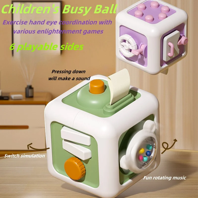 جديد 6 في 1 نشاط الطفل مشغول مكعب لعبة الجذعية التعليمية لعبة مونتيسوري تدور لعبة طفل للتطوير المعرفي