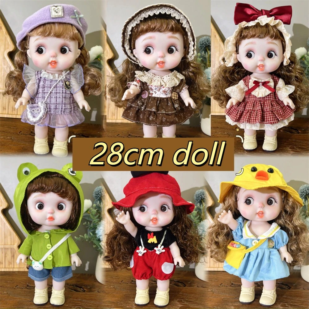 

Play House Toys Full Body 28cm Dress Doll Dolly Diy Hair Girls' Doll with Clothes Beautiful Lifelike Girl Dress Up Toys Toddler