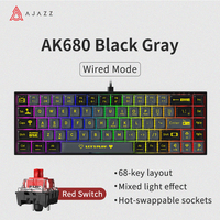 Heijue Ak680 Mechanical Keyboard Game Wired Hot-Swappable Small Keyboard Wireless Dual-Mode Tea Axis Red Axis E-Sports