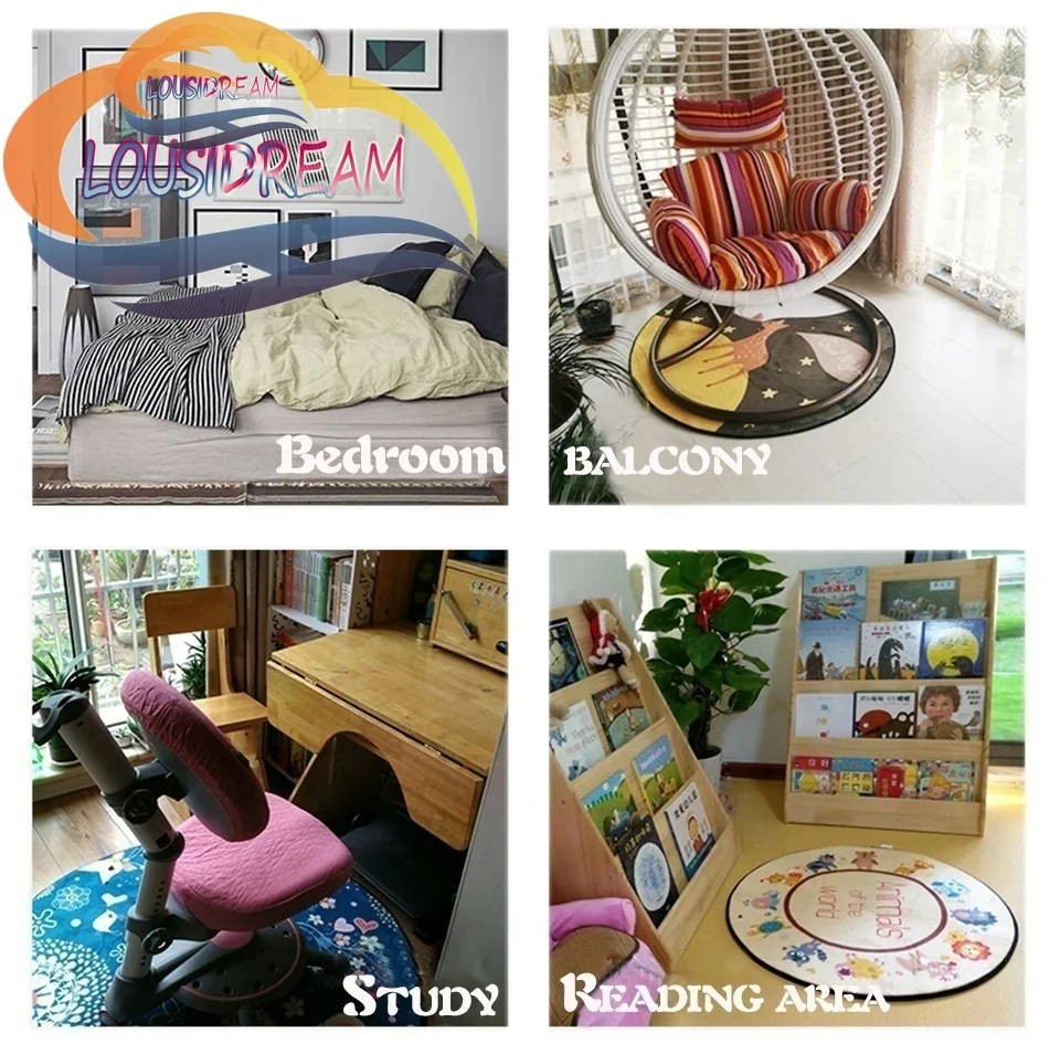 DIY Pictures Custom round Carpet，3D Printing circular Carpet Living Room Doormat Non Slip Cushion Children rug Chair  pet