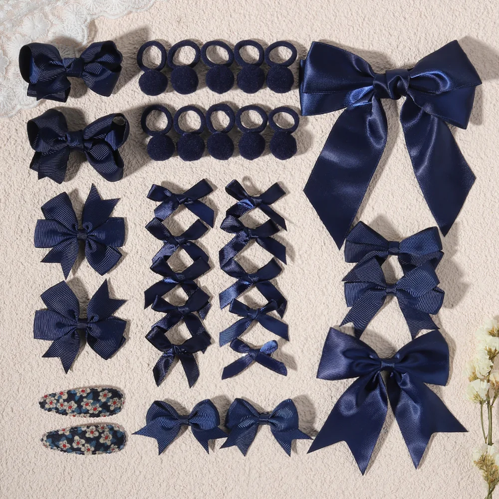 32PCS 2Style Baby Mädchen Haar Zubehör Set Bogen Haar Clip Elastische Gummiband Mode Geschenk Handgemachte Kind Bowknot haarnadeln Großhandel