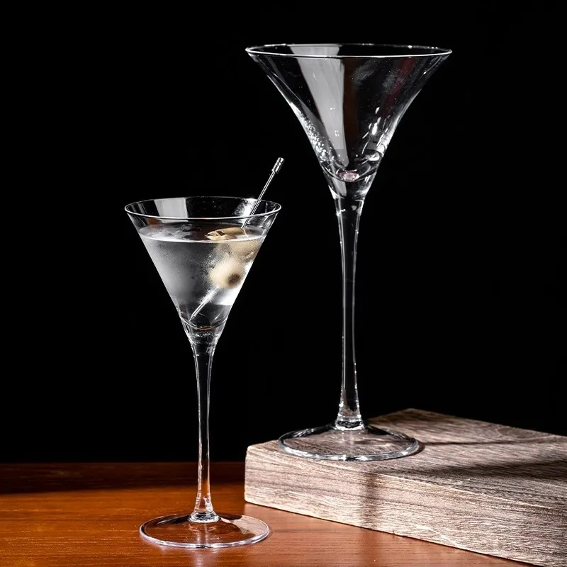 Thin Martini Glass Cup,Trumpet Glass Goblet, Champagne Bubble Glasses Cup, Classic Triangular Cocktail Glasses Cups, Bar Tools