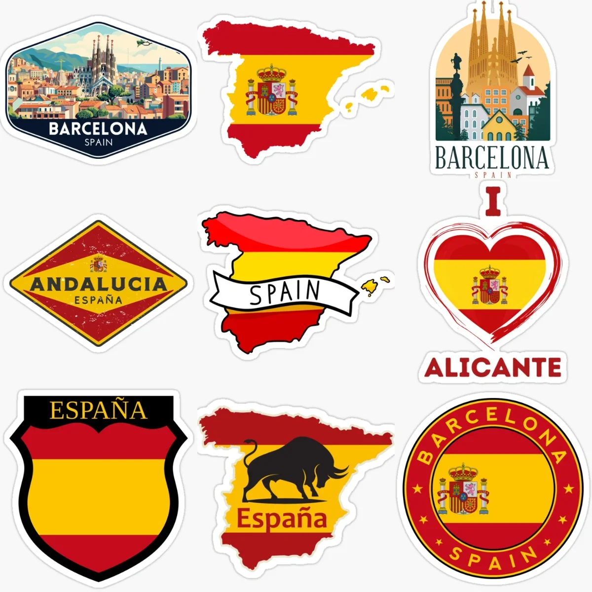 

E Spain Flag Map Emblem Creative Stickers for Car Bicycle Motorcycle Helmet Bumper Wall Window Fridge Decoration Accessories