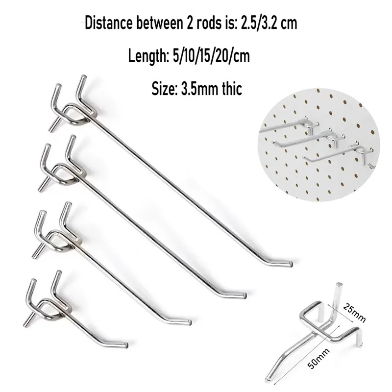 

5-20Pcs Display Hooks Retail Shop Peg Storage Racks Panel Goods Shelf Holder Perforated Hangs Fits Practical Home Hardware Tool
