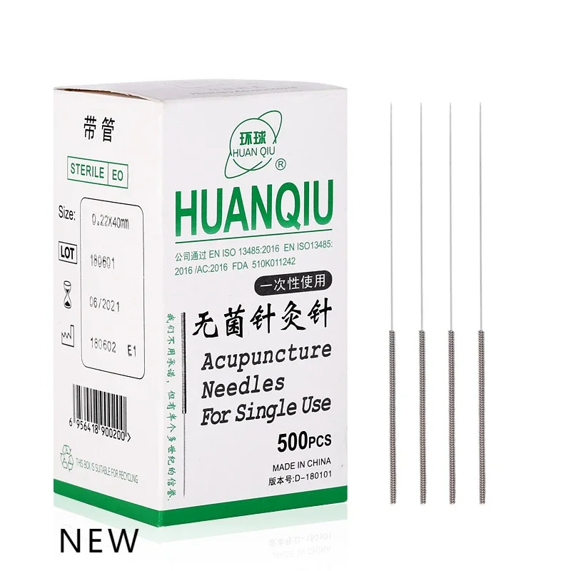 New Package Huanqiu Disposable Sterile Acupuncture Needles Dry Needling 500pcs with Tube