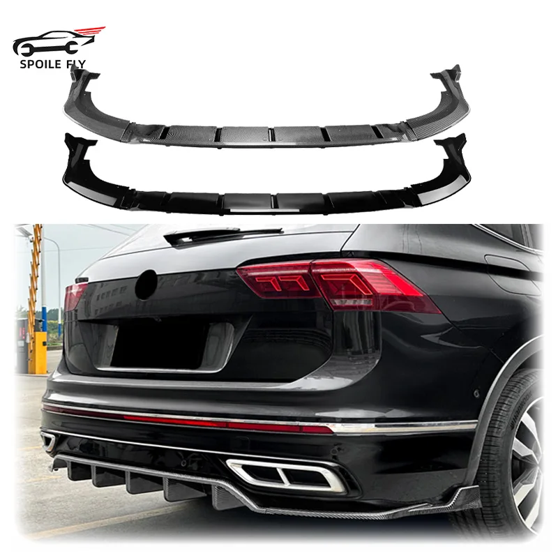 2021 To Up For VW Tiguan MK2 Rline Rear Bumper Lip Diffuser Lip Splitters Spoiler By High Quality ABS Gloss Black Body Kit