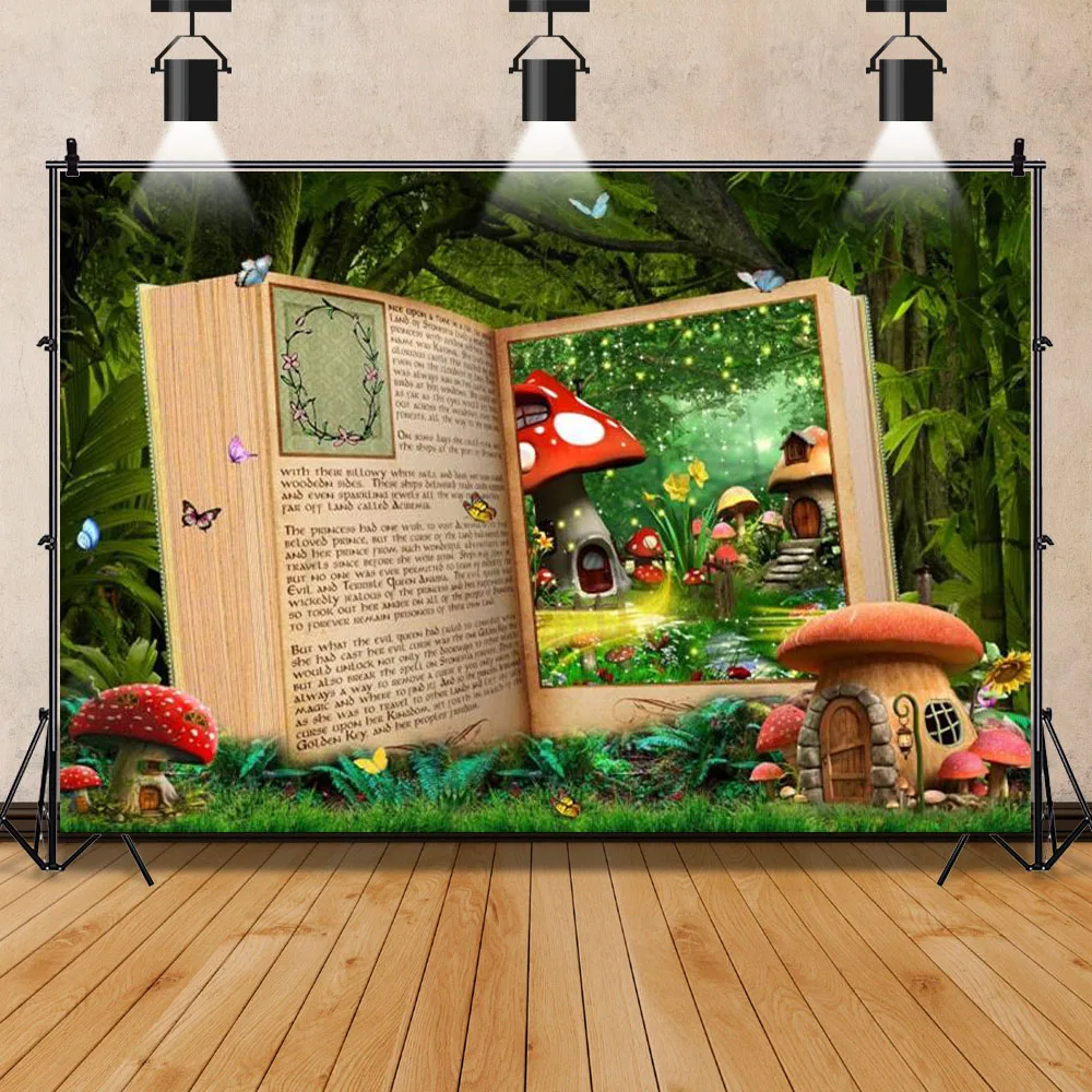 Fairy Tale Mushroom Photography Background Dreamy Forest Castle Wonderland Jungle Backdrop Baby Shower Birthday Party Decor