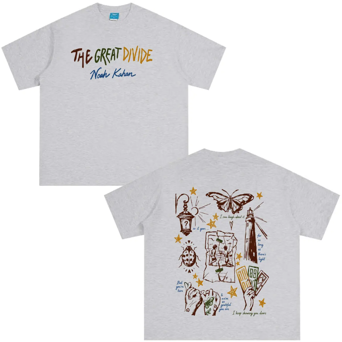 Noah Kahan The Great Divide Tour 2026 Merch T-shirt Men Women Hip-hop T-shirt Short-sleeved Casual Vintage Cotton T-shirts