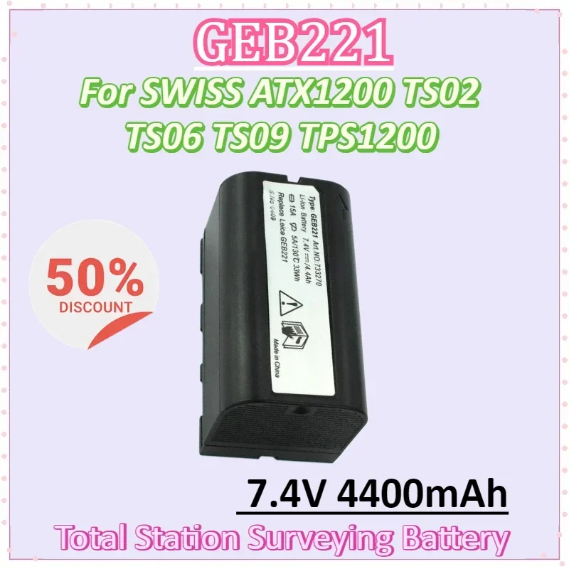 

GEB221 7.4V 4400mAh Battery for SWISS ATX1200 TS02 TS06 TS09 TPS1200 Total Station Rechargeable Li-ion Batteries