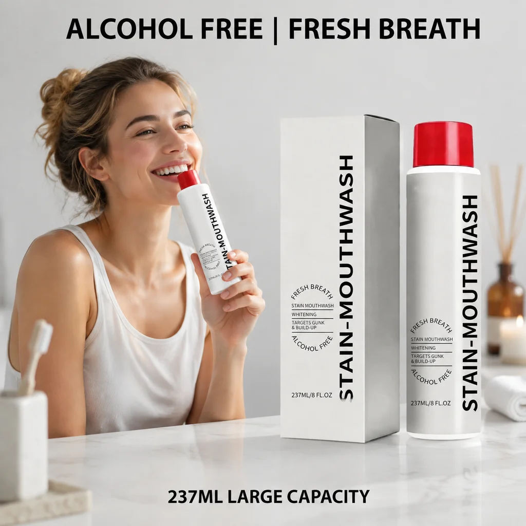 237ml Alcohol Free Mouthwash Fresh Breath Oral Rinse Mild Formula Daily Oral Care Post Meal Rinse Mint Non-irritating Protable