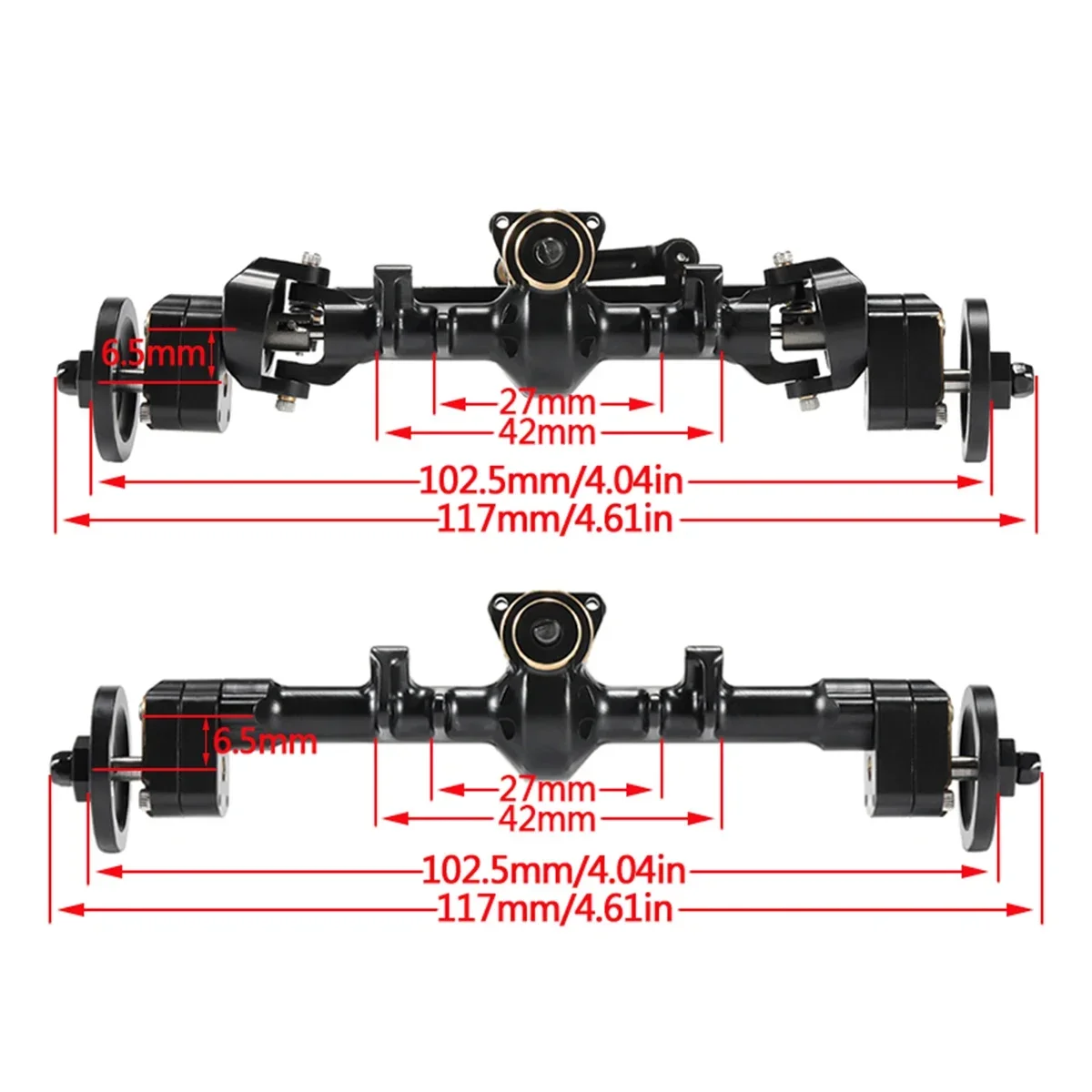 Machined Brass Portal Axle with Steering Link Wheels Weights for 1/24 RC Crawler Axial SCX24 Bronco Gladiator 90081 C10 Upgrade