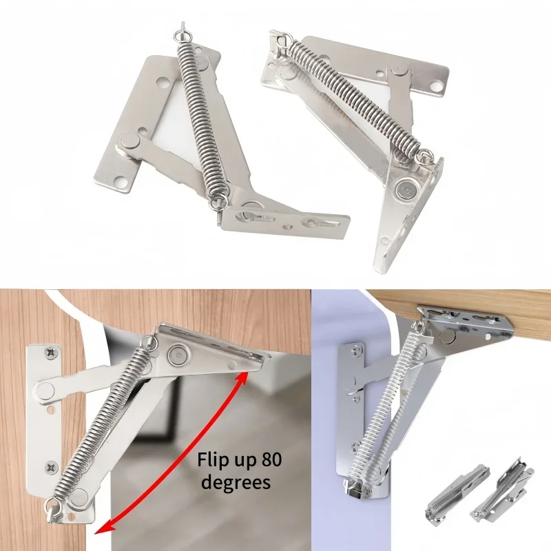 2Pcs 80 Degree Scissor Hinge Cabinet Upper Flip Door Scissor Hinge Sofa Folding Spring Hinge Lift Up Stay Flap Top Support Tool