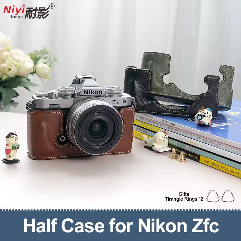 מצלמה חצי מקרה עבור nikon zfc מצלמה עם רצועת כתף רצועת יד בופלו מרקם התחתון פתוח 1/4 בורג עור