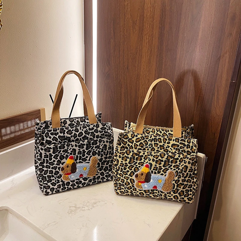 

Универсальная сумка с милым леопардовым рисунком таксы, пригородная сумка-тоут Bento, сумка для хранения косметики
