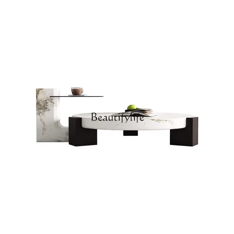 

Italian light luxury marble coffee table living room household small apartment