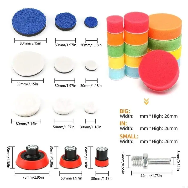 KX4B 29pcs/Set Car Posling Pad Комплект длинная шерстяная полировка