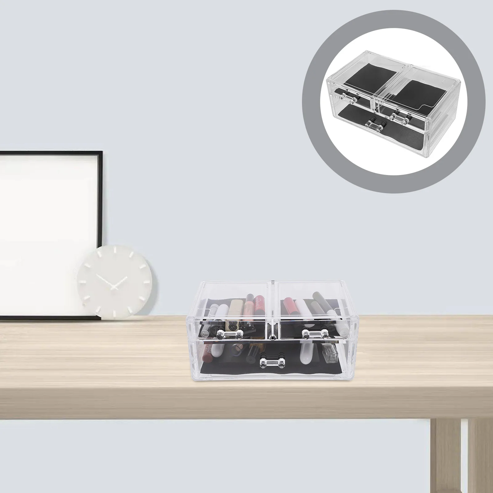 

Three Tier Clear Acrylic Drawer Organizer Stackable Makeup Storage Box for Cosmetics Skincare Vanity Bathroom Organizer Drawers