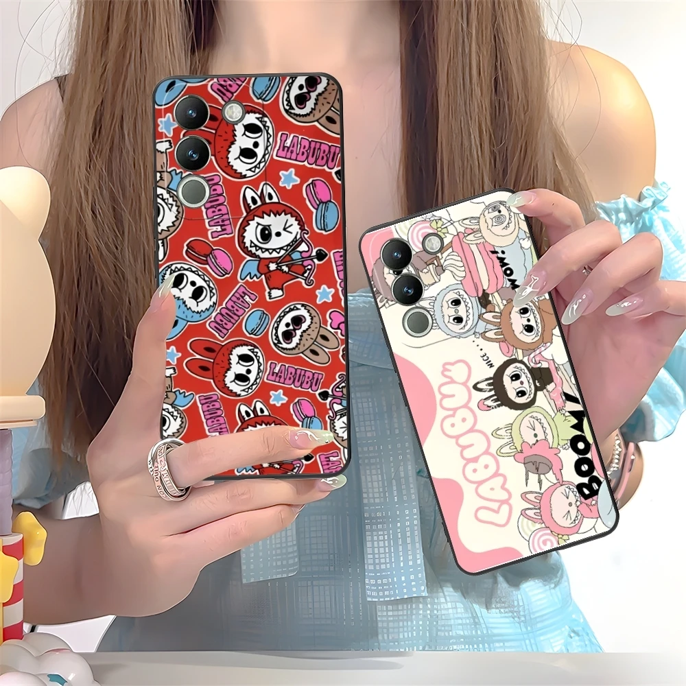 Cute Labubu Painting Mobile Cell Phone Case for VIVO Y95 Y93 Y31 Y20 V19 V17 V15 Pro X60 NEX Black Soft Phone Cover Shell