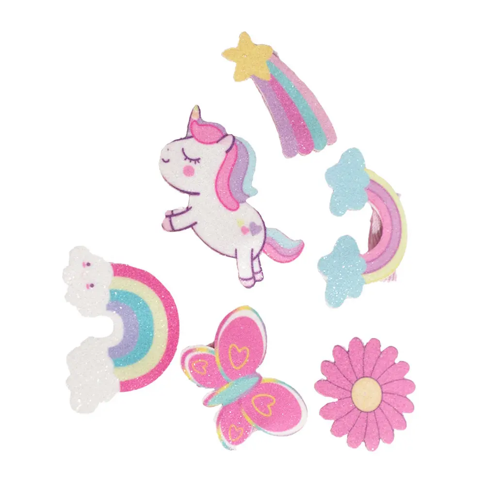 

6Pcs Hair Clips Sparkly Unicorn Theme Side Clips for Daily Wear Party Outfit Matching Hair