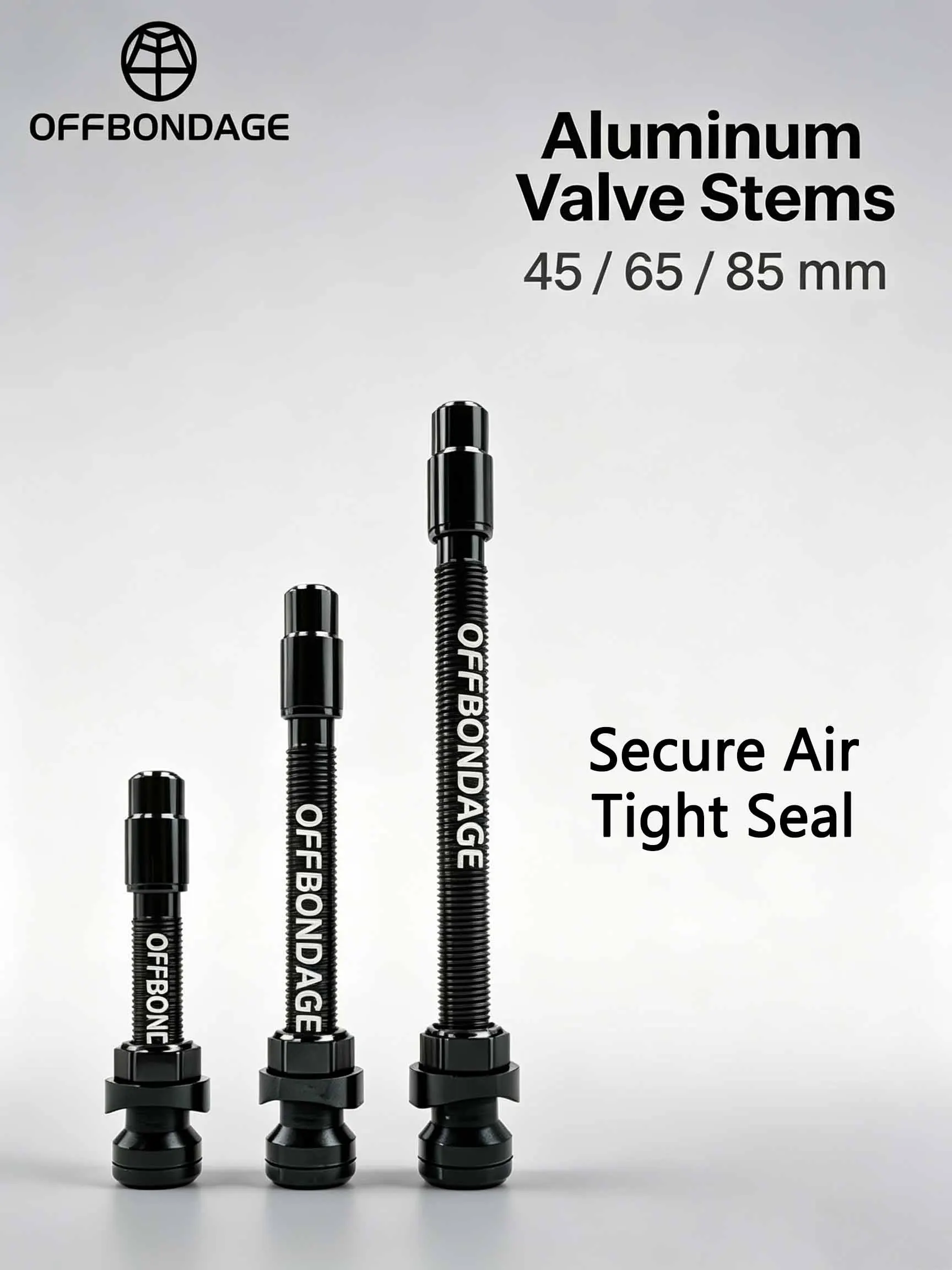 OFFBONDAGE Fahrrad Tubeless-Ventil 45mm 65mm 85mm Presta-Ventile Rennrad/MTB Fahrradluftventil Aluminium-Ventilkern Abnehmbarer Dichtungskomponenten-Set