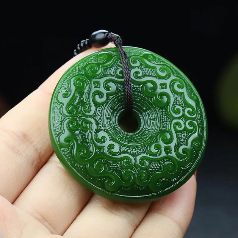 Hetian Jade Ping'an Buckle Pendant Jasper Double-sided Carving Ping'an Buckle Pendant Ruyi Xiangyun Ping'an Buckle Pendant