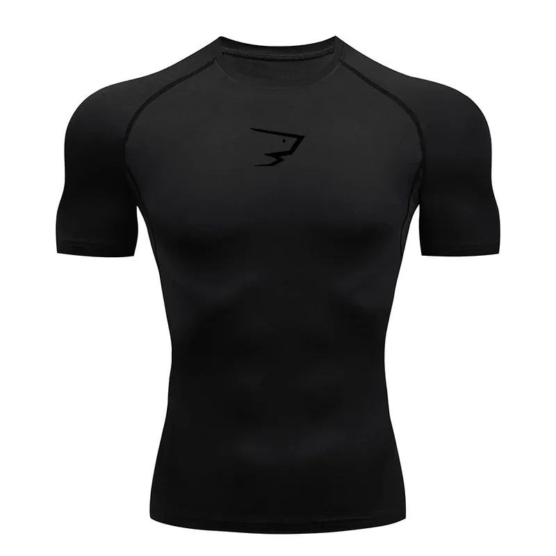 Men's Running Compression T-Shirt Short Sleeve Gym Fitness Sport Tee Male Jogging Athletic Shirt Top for Tracksuit