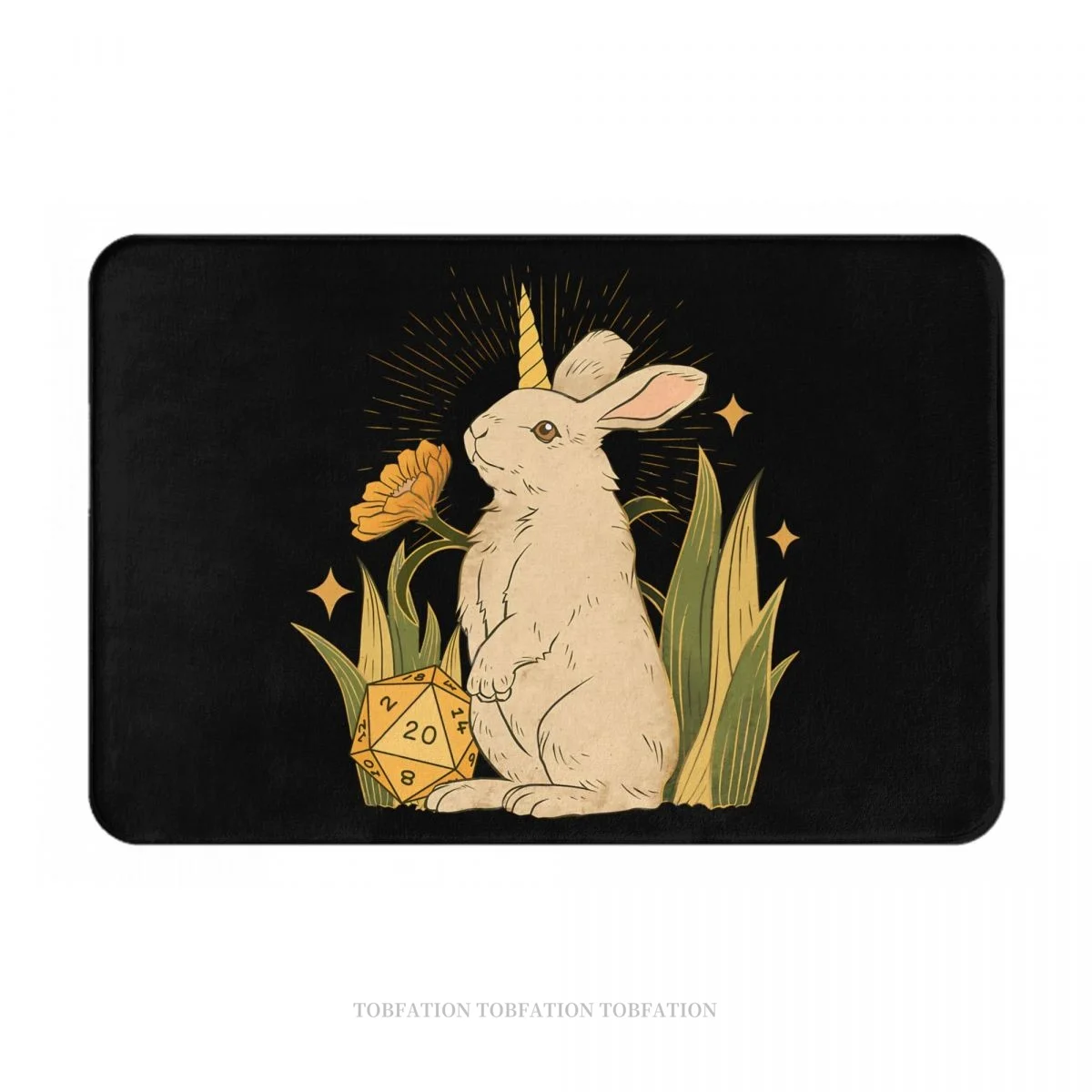 DND Game Non-slip Doormat ALMIRAJ Cute Rabbit D20 Dice Bath Kitchen Mat Prayer Carpet Flannel Pattern Decor