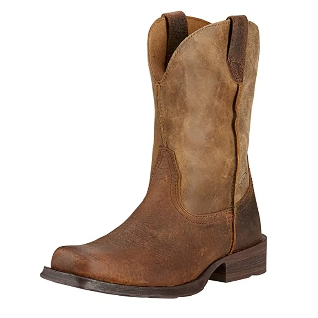 Mid tube low heel retro brown men's versatile casual boots 2025 autumn/winter men's boots