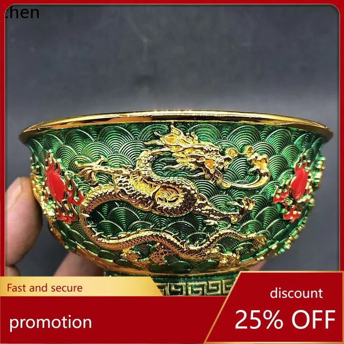 Cz miscellaneous collection double dragon bowl cloisonne double dragon playing with beads bowl