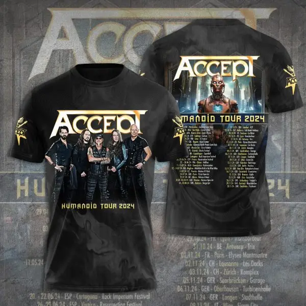 New Classic Band Accept T-shirts 3D Printed Men's Women Hip Hop Short Sleeve Round Neck T Shirt Oversized Tees Tops Man Clothing