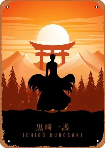 Minimalist Anime figure poster metal tin sign Ichigo Anime Wall Art Decor