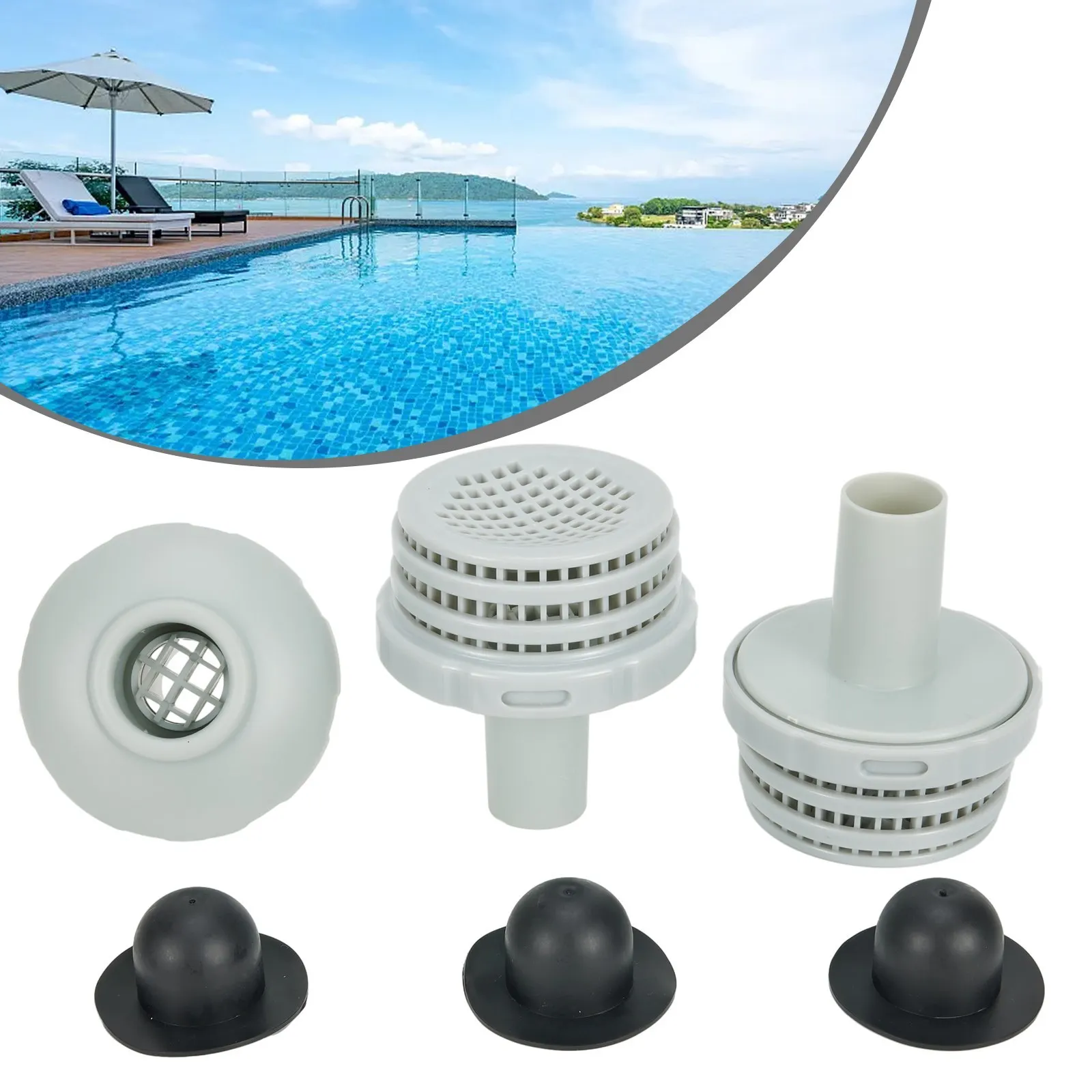Swimming Pool Water Jet Connector Kit With Outlet Strainer Grid And Inlet Nozzle For Intex Set Pools 1.25 Inch