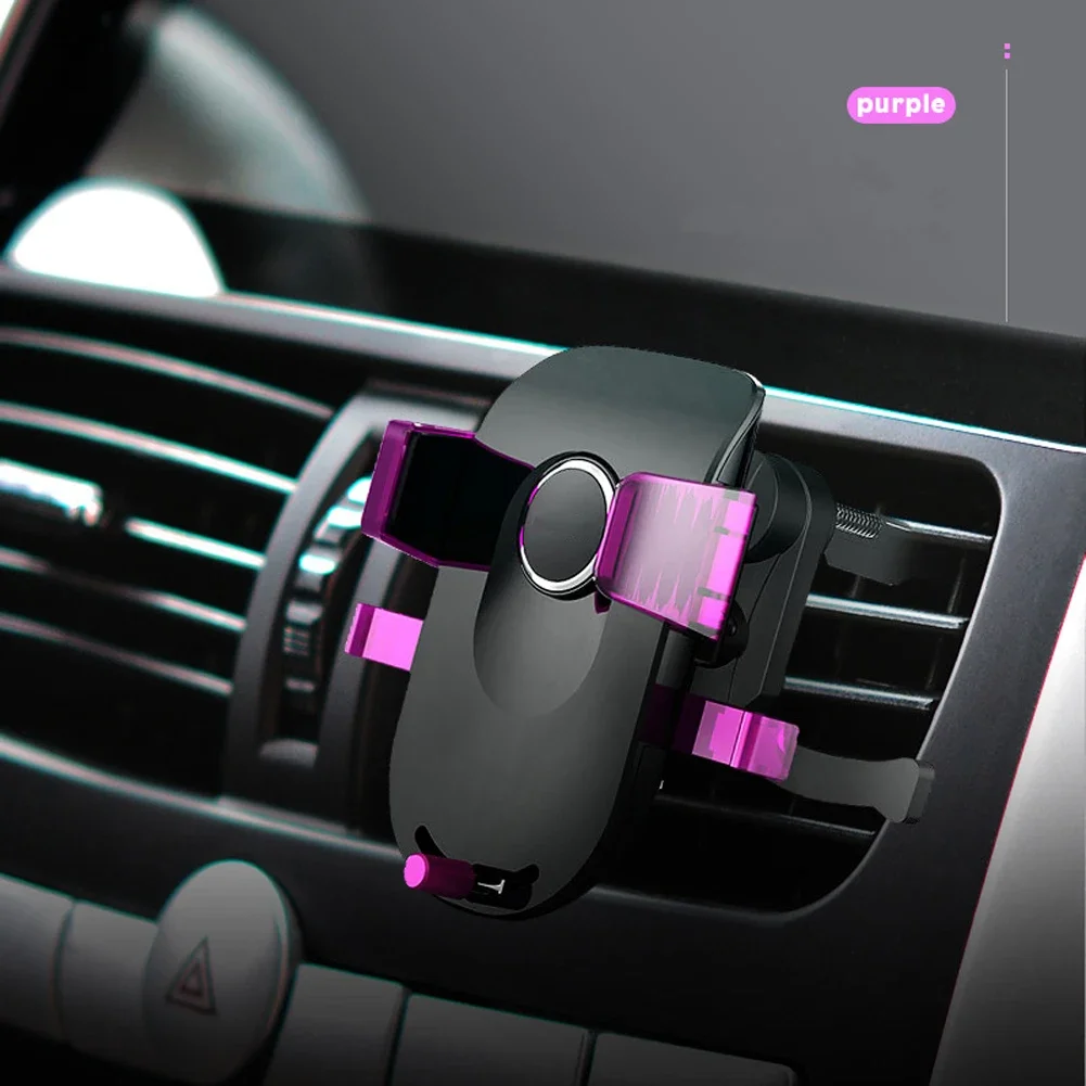 Purple Car Phone Holder Suction Dashboard Windshied Mount GPS Stand Air Outlet Mobile Holder for iPhone Xiaomi Huawei Samsung